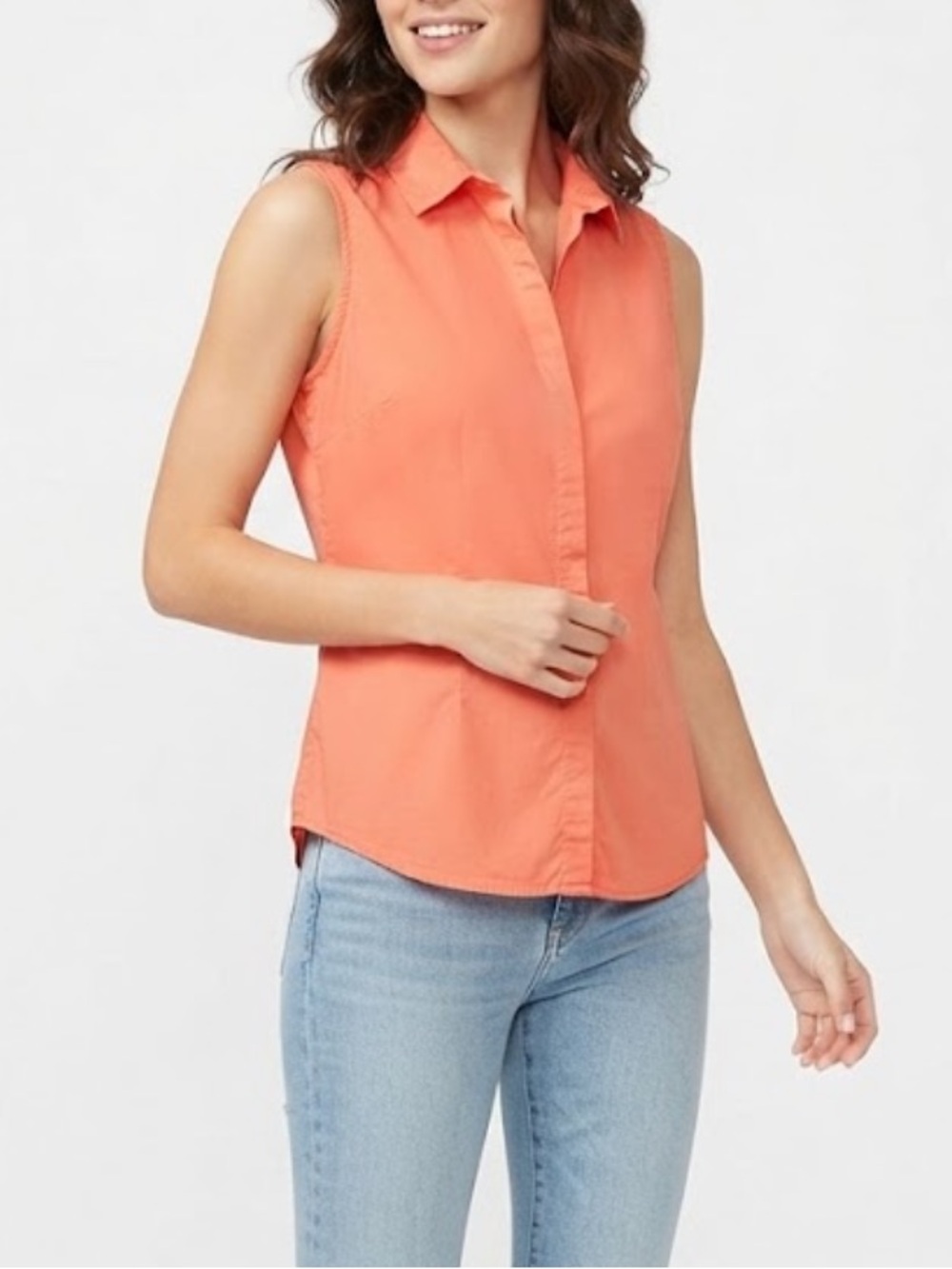 Columbia Women’s Sleeveless Button-Front Shirt - Coral Size Large